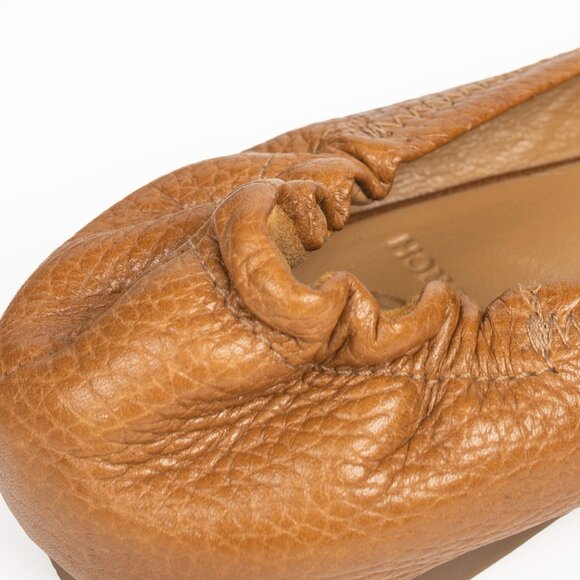 Tory Burch Reva Ballet Flats Royal Tan Leather Logo Size 7 - Picture 10 of 12